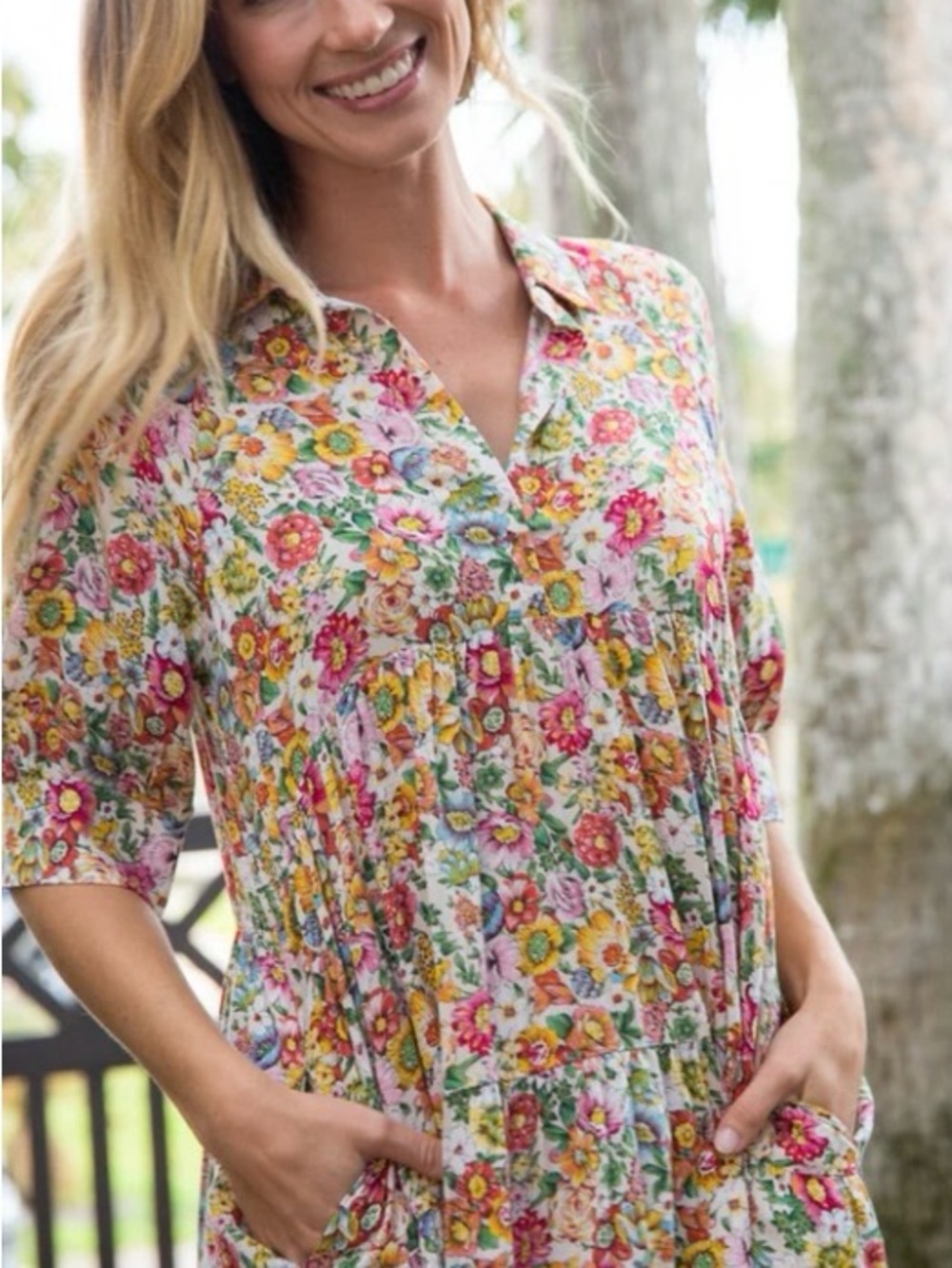 NATURAL LIFE Pink Multi Floral Tiered Maxi Dress - Picture 2 of 15
